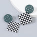 Wholesale black and white plaid rhombic resin earrings JDC-ES-JL154 Earrings JoyasDeChina green Wholesale Jewelry JoyasDeChina Joyas De China