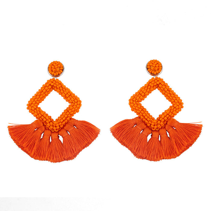 Wholesale black and white rice beads Tassel Earrings JDC-ES-AS075 Earrings 翱?N orange Wholesale Jewelry JoyasDeChina Joyas De China