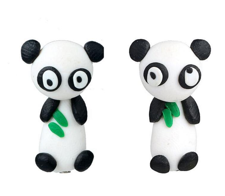 Wholesale black and white soft clay baby panda soft clay split earrings JDC-ES-C045 Earrings JoyasDeChina White Wholesale Jewelry JoyasDeChina Joyas De China