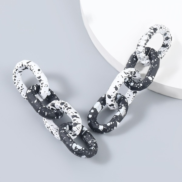 Wholesale black and white spots long resin earrings JDC-ES-JL152 Earrings JoyasDeChina Wholesale Jewelry JoyasDeChina Joyas De China