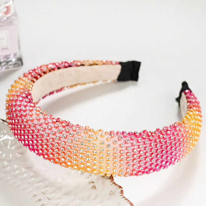 Wholesale Black Baroque Sponge Rainbow Headband JDC-HD-Yangq009 Headband 艳茜 Yellow and pink Wholesale Jewelry JoyasDeChina Joyas De China