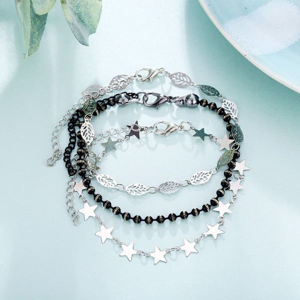 Bulk Jewelry Wholesale black beads star leaf alloy Anklet JDC-AS-F423 Wholesale factory from China YIWU China
