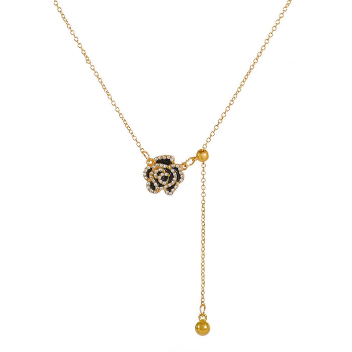 Wholesale black Camellia diamond necklace JDC-NE-D018 necklaces 晴雯 01gold1064 Wholesale Jewelry JoyasDeChina Joyas De China