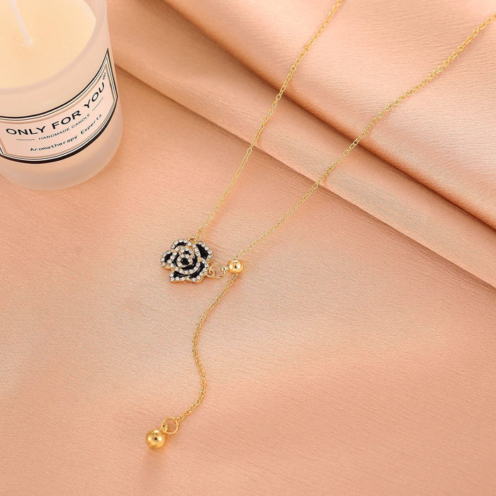 Wholesale black Camellia diamond necklace JDC-NE-D018 necklaces 晴雯 Wholesale Jewelry JoyasDeChina Joyas De China
