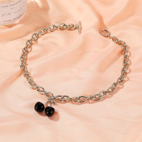 Wholesale Black Cherry Pendant Alloy Necklaces JDC-NE-A086 Necklaces 妙雅 Wholesale Jewelry JoyasDeChina Joyas De China