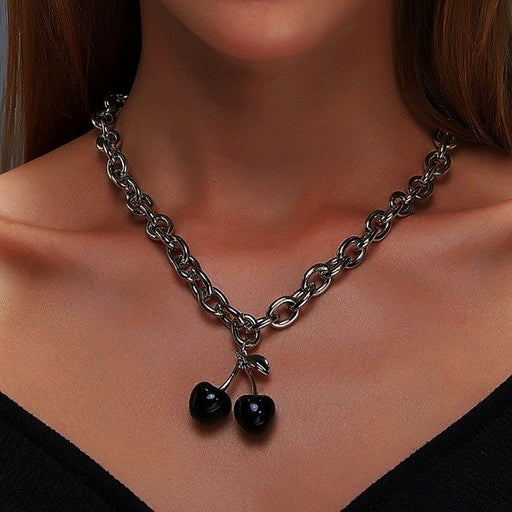 Wholesale Black Cherry Pendant Alloy Necklaces JDC-NE-A086 Necklaces 妙雅 9024 Wholesale Jewelry JoyasDeChina Joyas De China