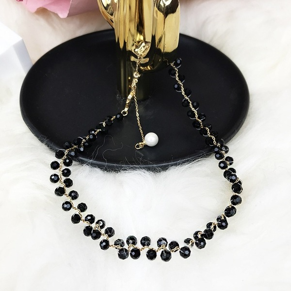 Bulk Jewelry Wholesale black crystal crystal pearl necklace JDC-NE-BY039 Wholesale factory from China YIWU China