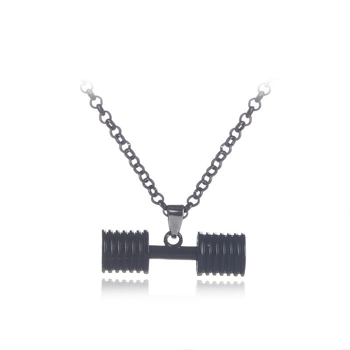 Wholesale black dumbbell alloy necklace JDC-NE-LangT011 Necklaces 阆天 3 Wholesale Jewelry JoyasDeChina Joyas De China