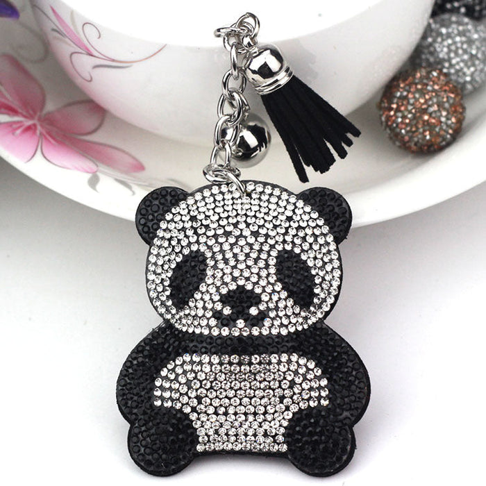 Wholesale black flannel panda keychain JDC-KC-KunHe004 Keychains 坤禾 black Wholesale Jewelry JoyasDeChina Joyas De China