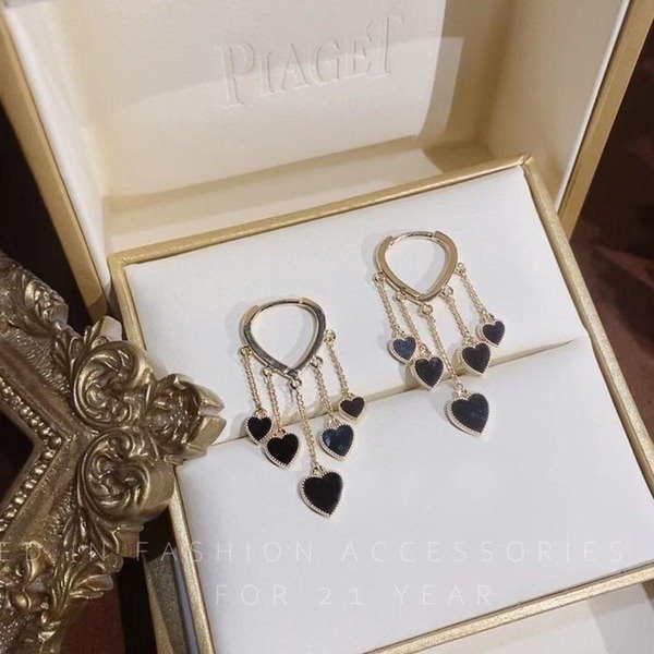 Wholesale black heart rhinestone earrings JDC-ES-XuF009 Earrings 旭帆 Wholesale Jewelry JoyasDeChina Joyas De China