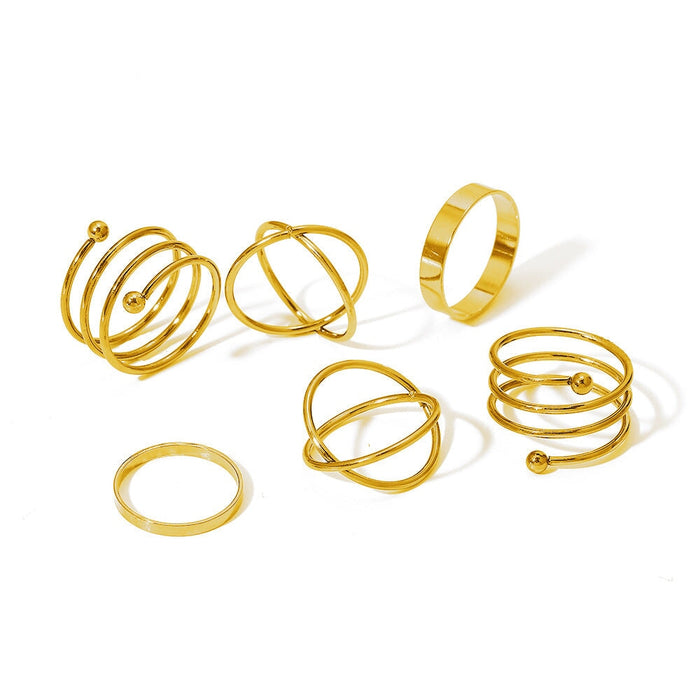 Wholesale Black Joint Stacking Combination Alloy 7 Piece Set Ring JDC-RS-F075 Rings 韩之尚 5480802 Alloy Wholesale Jewelry JoyasDeChina Joyas De China