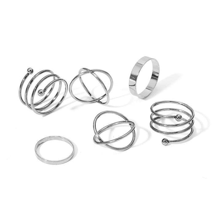Wholesale Black Joint Stacking Combination Alloy 7 Piece Set Ring JDC-RS-F075 Rings 韩之尚 5480803 Alloy Wholesale Jewelry JoyasDeChina Joyas De China