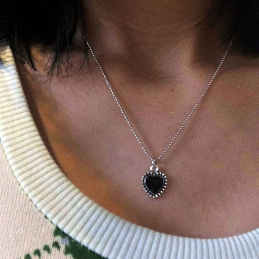 Wholesale black love heart alloy necklaces JDC-NE-F599 Necklaces 澈眳奾 Wholesale Jewelry JoyasDeChina Joyas De China