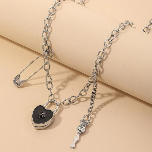 Wholesale black love lock alloy necklaces JDC-NE-YWJQ016 Necklaces 砱拫儕? Wholesale Jewelry JoyasDeChina Joyas De China