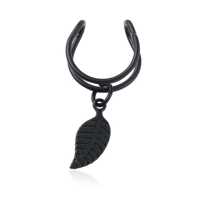 Wholesale black metal leaves leaf u-shaped ear clip JDC-ES-D387 earrings JoyasDeChina 01 BLACK 6734 Wholesale Jewelry JoyasDeChina Joyas De China