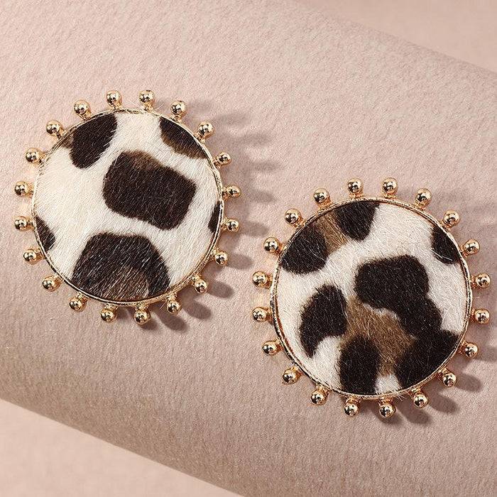Bulk Jewelry Wholesale black metal leopard print love earrings JDC-ES-GSE041 Wholesale factory from China YIWU China