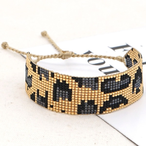 Bulk Jewelry Wholesale Black Miyuki Rice Beads Woven Hexagonal Star Diamond Leopard Bracelet JDC-gbh341 Wholesale factory from China YIWU China