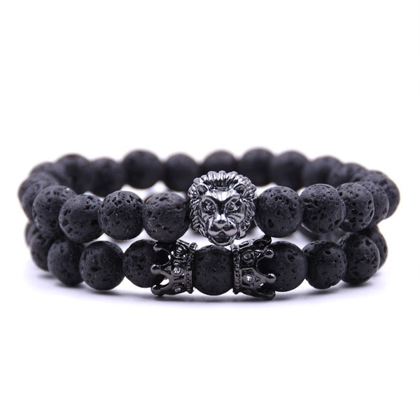 Bulk Jewelry Wholesale black natural stone black lion's head volcanic stone bracelet JDC-BT-JH010 Wholesale factory from China YIWU China