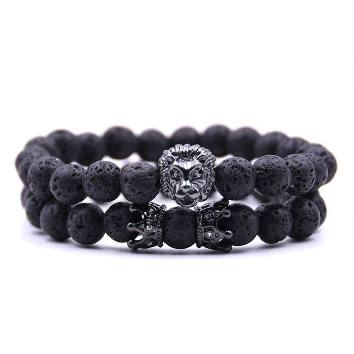 Bulk Jewelry Wholesale black natural stone black lion's head volcanic stone bracelet JDC-BT-JH010 Wholesale factory from China YIWU China
