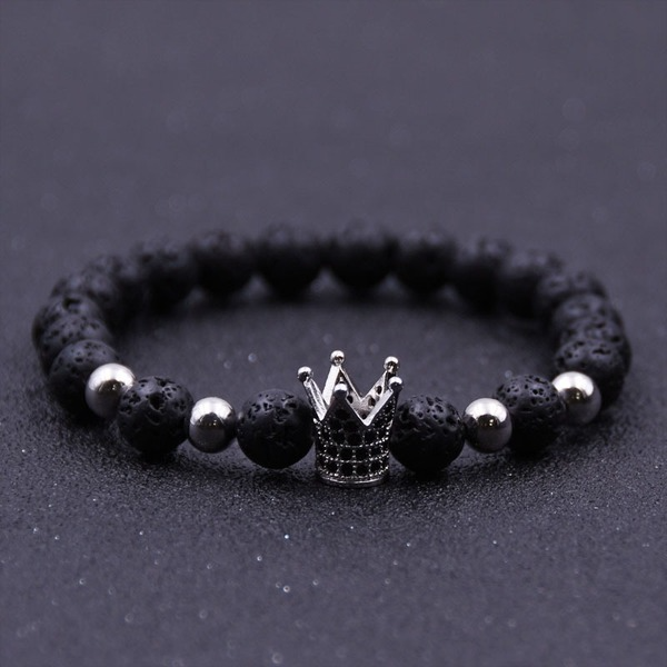 Bulk Jewelry Wholesale black natural stone crown zircon bracelet JDC-BT-JH017 Wholesale factory from China YIWU China
