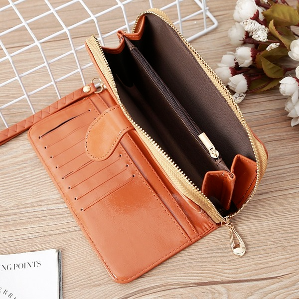 Bulk Jewelry Wholesale black oil leather ladies large capacity PU leather wallet JDC-WT-lx008 Wholesale factory from China YIWU China