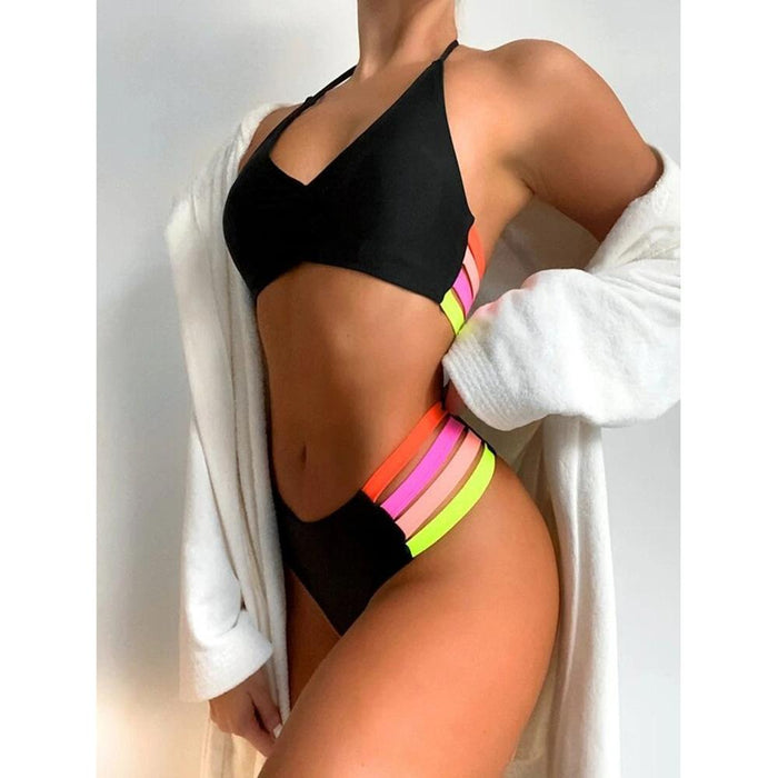 Bulk Jewelry Wholesale black polyester serpentine strappy swimsuit JDC-SW-TW035 Wholesale factory from China YIWU China