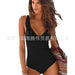 Bulk Jewelry Wholesale black polyester swimsuit sexy jumpsuit V collar lotus leaf edge JDC-SW-TW018 Wholesale factory from China YIWU China