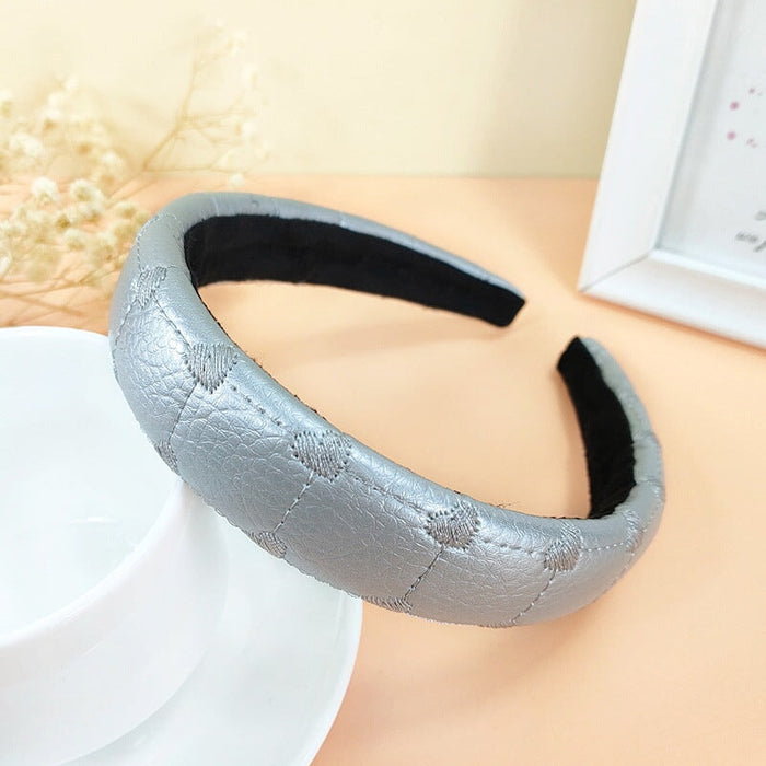 wholesale black pu leather headband JDC-HD-O353 Headband 潮炫 silver Wholesale Jewelry JoyasDeChina Joyas De China