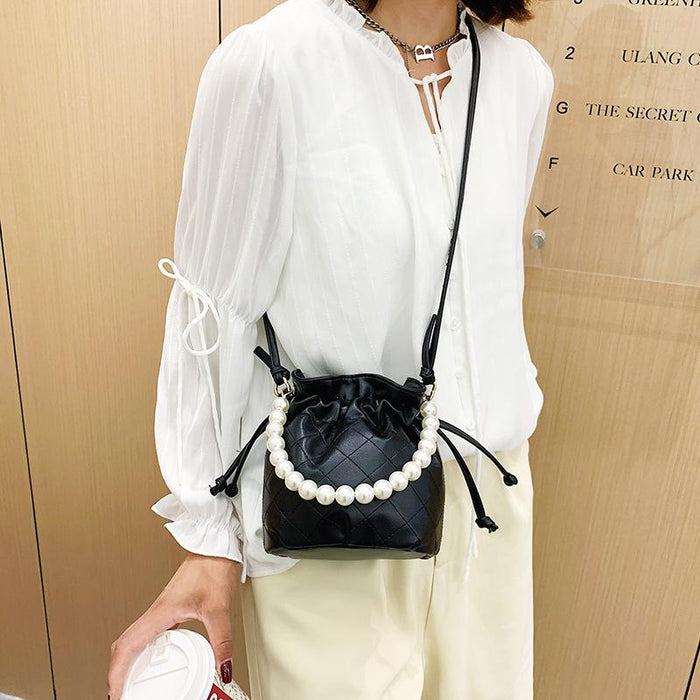 Bulk Jewelry Wholesale Black PU Lingge pearl one shoulder messenger bag for ladies JDC-LB-ZM047 Wholesale factory from China YIWU China