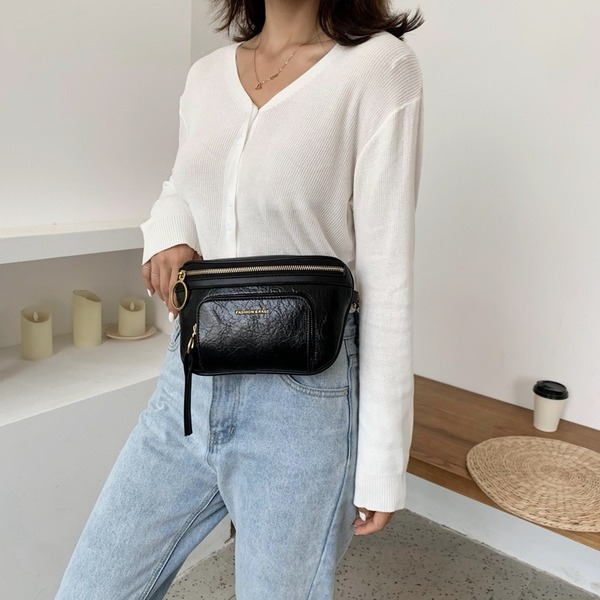 Bulk Jewelry Wholesale black PU oblique cross chest bag women's bag JDC-LB-ZM026 Wholesale factory from China YIWU China