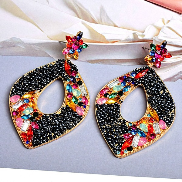 Wholesale black rhinestone beaded earrings JDC-ES-SK081 Earrings 深刻 Wholesale Jewelry JoyasDeChina Joyas De China