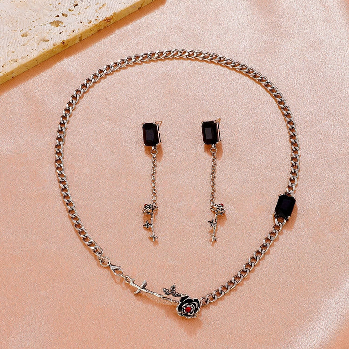 Wholesale Black Rose Set zircon necklace female JDC-NE-D014 necklaces 晴雯 Wholesale Jewelry JoyasDeChina Joyas De China