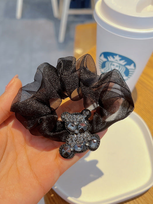Wholesale black rubber band bear hair tie (F) JDC-HS-GSMC017 Hair Scrunchies 曌彩 Wholesale Jewelry JoyasDeChina Joyas De China