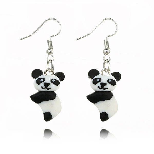 Bulk Jewelry Wholesale black soft clay panda animal earrings JDC-ES-C008 Wholesale factory from China YIWU China