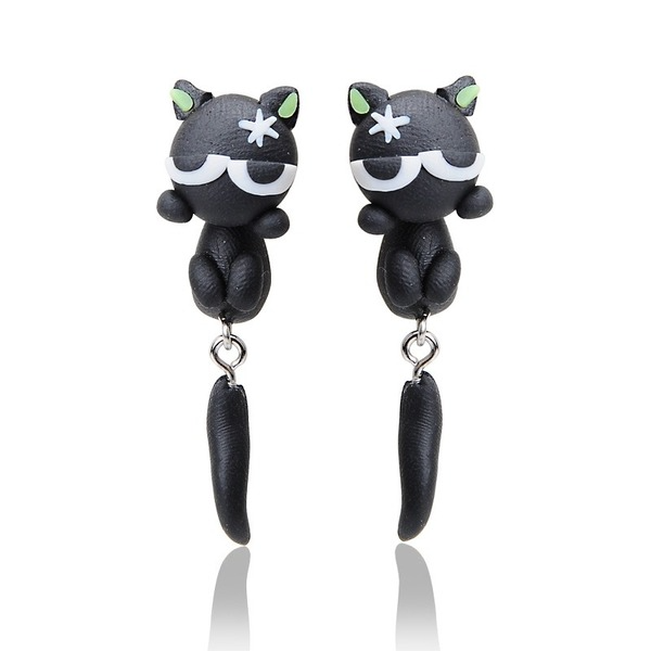 Bulk Jewelry Wholesale black soft pottery cute cat earrings JDC-ES-C041 Wholesale factory from China YIWU China