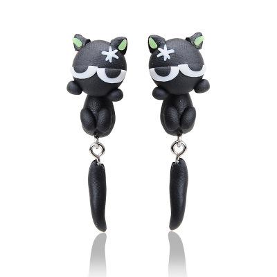 Wholesale black soft pottery cute cat earrings JDC-ES-C041 Earrings JoyasDeChina Main color a Wholesale Jewelry JoyasDeChina Joyas De China