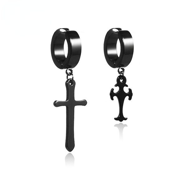 Wholesale black stainless steel cross earrings JDC-ES-GSBSL013 Earrings JoyasDeChina Wholesale Jewelry JoyasDeChina Joyas De China
