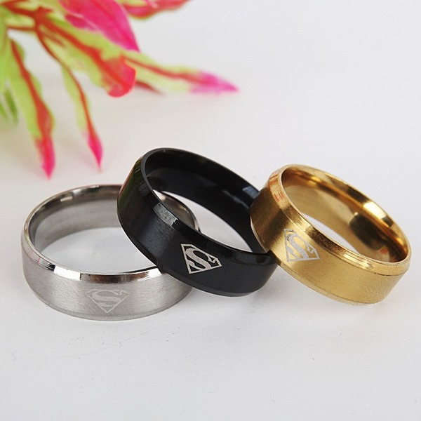 Bulk Jewelry Wholesale black stainless steel Superman ring JDC-RS-RXTS002 Wholesale factory from China YIWU China