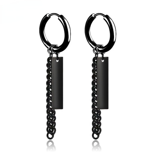 Bulk Jewelry Wholesale black titanium steel tassel Chain Earrings JDC-MES-BS023 Wholesale factory from China YIWU China