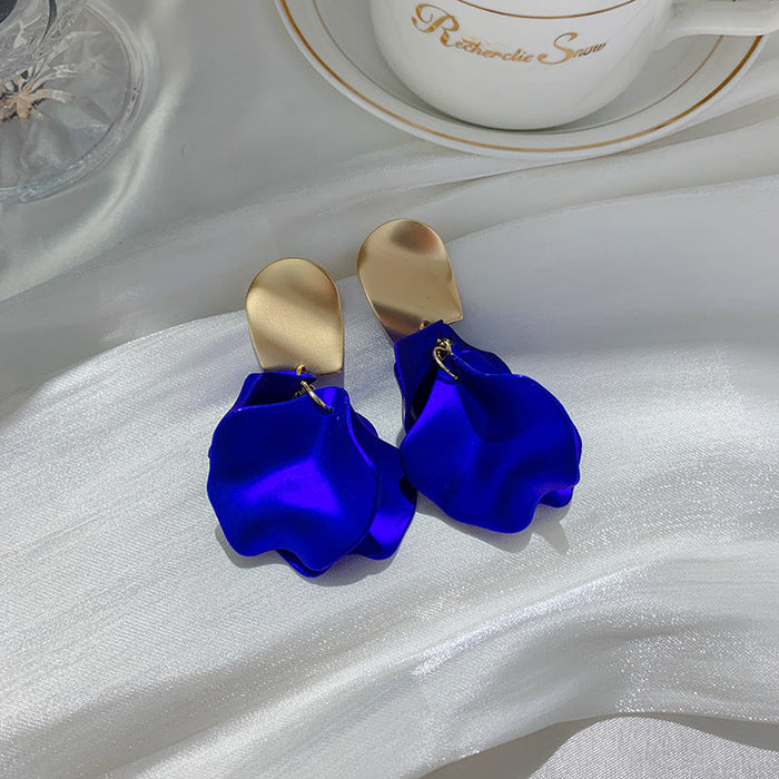 Wholesale blue acrylic rose petal Earrings JDC-ES-BY040 Earrings 宝钰 3 Wholesale Jewelry JoyasDeChina Joyas De China