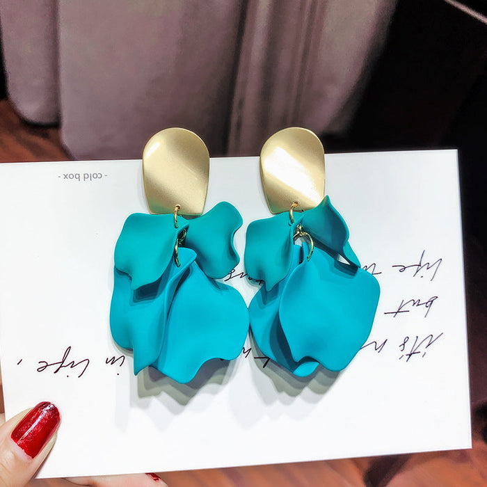 Wholesale blue acrylic rose petal Earrings JDC-ES-BY040 Earrings 宝钰 7 Wholesale Jewelry JoyasDeChina Joyas De China