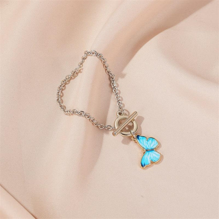 Bulk Jewelry Wholesale blue alloy butterfly bracelet JDC-BT-D454 Wholesale factory from China YIWU China