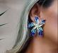 Bulk Jewelry Wholesale blue alloy drops of oil flower earrings JDC-ES-C091 Wholesale factory from China YIWU China