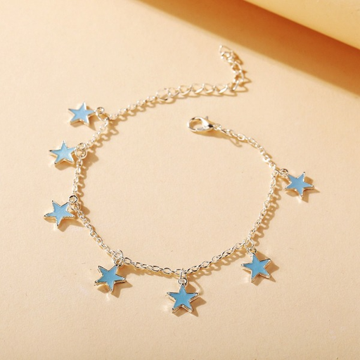 Bulk Jewelry Wholesale blue alloy silver five-pointed star pendant Anklet JDC-AS-F422 Wholesale factory from China YIWU China