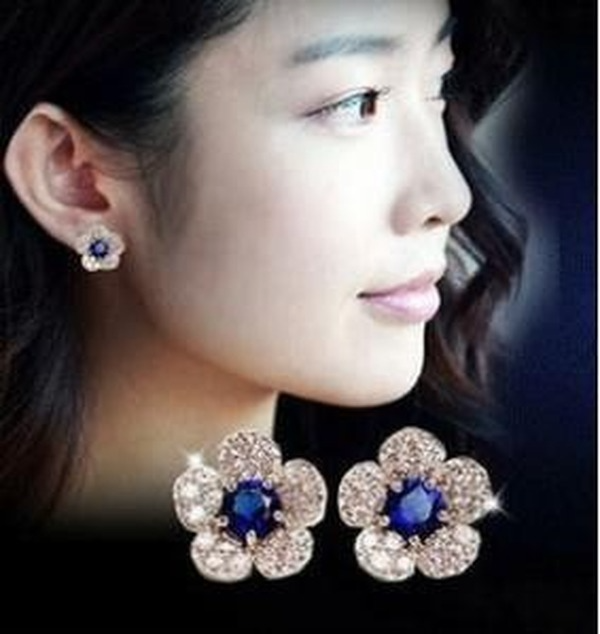 Bulk Jewelry Wholesale blue alloy ultra-flash treasure blue studs JDC-ES-RL120 Wholesale factory from China YIWU China