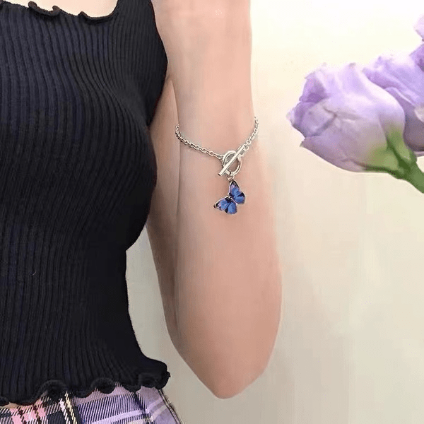 Wholesale Blue Butterfly Alloy Bracelet Necklace JDC-BT-ZhanY019 Bracelet 展言 Wholesale Jewelry JoyasDeChina Joyas De China