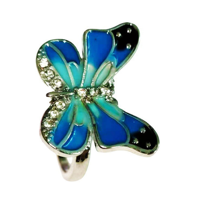 Wholesale Blue Butterfly Alloy Rings JDC-RS-WN088 Rings 薇妮 Wholesale Jewelry JoyasDeChina Joyas De China