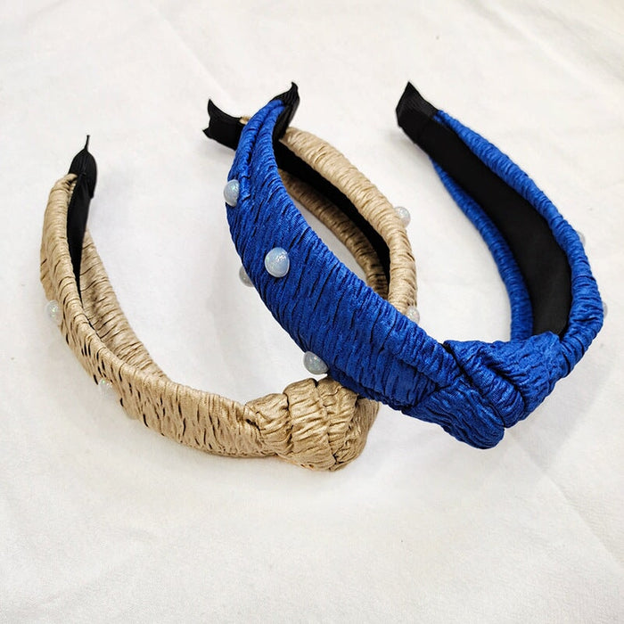 Wholesale blue cloth pearl hair hoop JDC-HD-O340 Headband 潮炫 Wholesale Jewelry JoyasDeChina Joyas De China