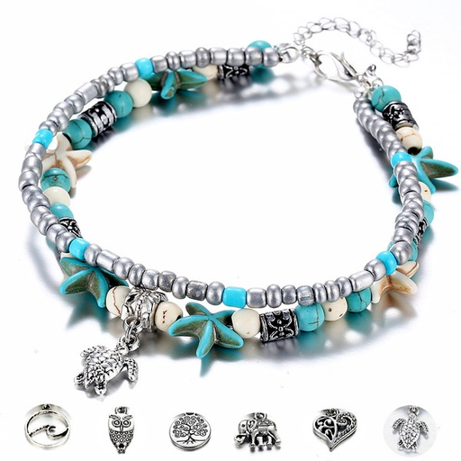Bulk Jewelry Wholesale blue conch starfish rice beads Anklet JDC-AS-F312 Wholesale factory from China YIWU China