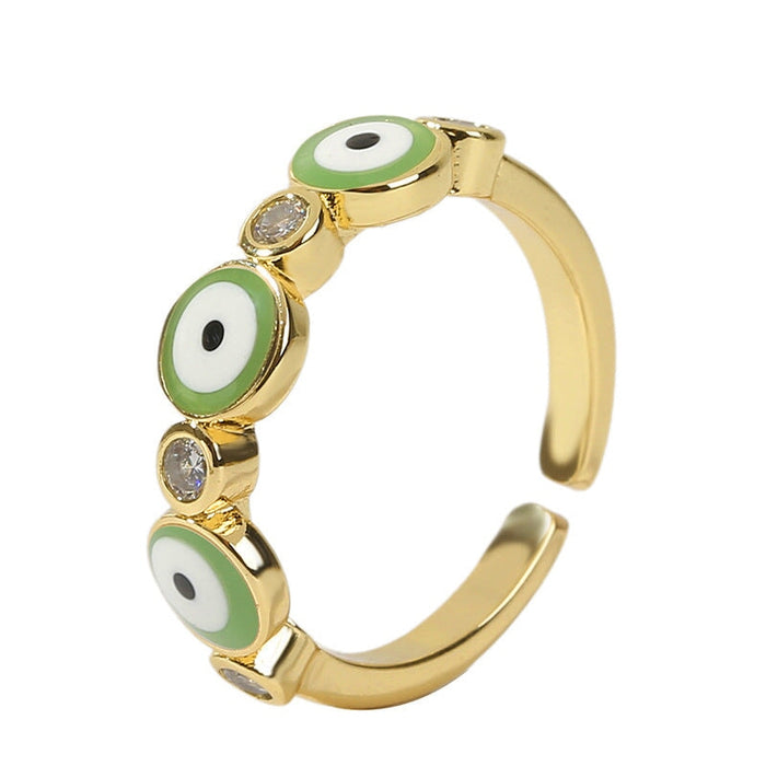 Wholesale blue copper drip oil eye ring women JDC-RS-Yuet016 Rings 越腾 green Adjustable opening Wholesale Jewelry JoyasDeChina Joyas De China